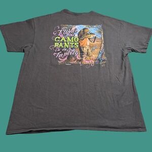 Buck Wear Womens XL 'I Wear The Camo Pants' Hunting Graphic T Shirt Y2K